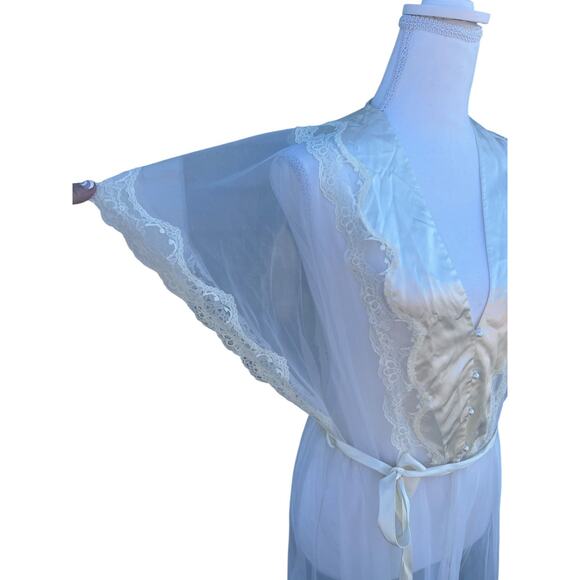 Vintage Women's Night Gown Sleepwear V-Neck Floral Lace Ivory Size Medium - Picture 2 of 16